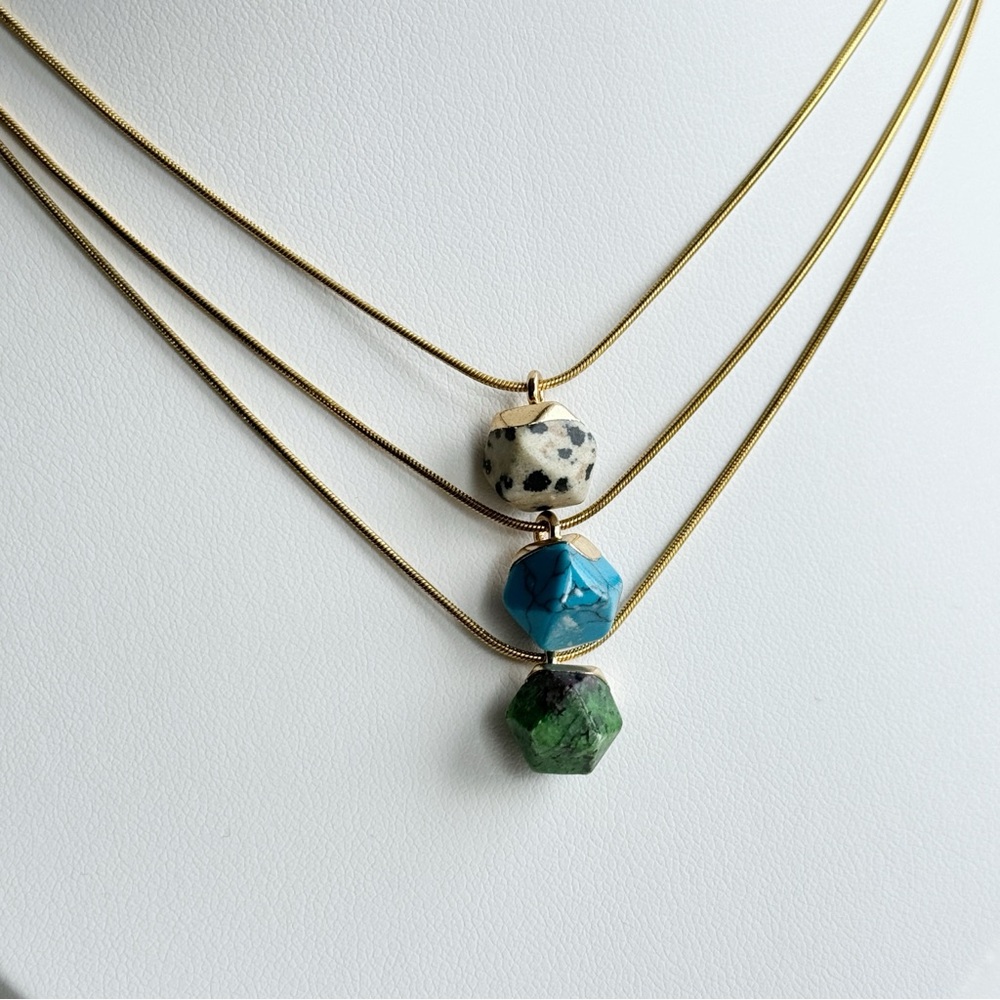 Necklace Gift Set, Natural Crystal Pendant Necklace Set (3 necklaces included)